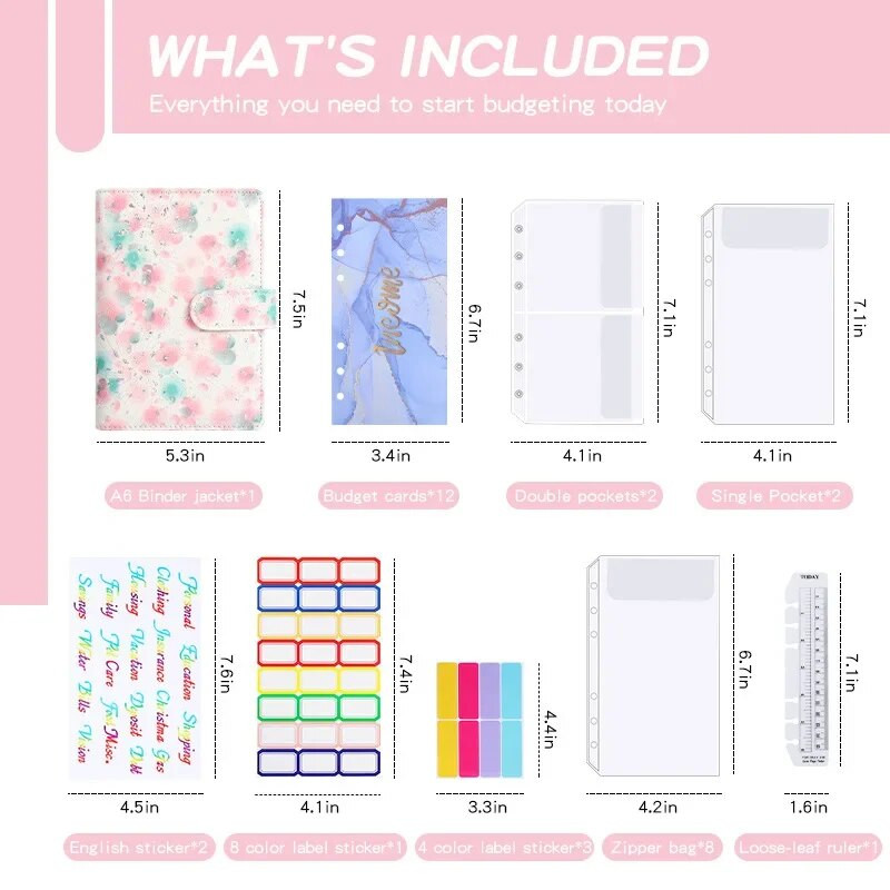 A6 PU nahast lillede eelarveplaneerija 2024 sularahaümbriku säästuarvete päevik Päevakorra plaanija lahtiste lehtedega märkmikuköitja paberkaas