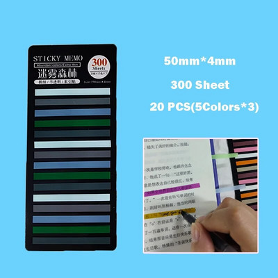 „KindFuny Rainbow Long Index“ lipdukai „Post It300“ lakštai, fluorescenciniai vandeniui atsparūs spalvoti užrašai, pusiau skaidrūs lipnūs lapeliai