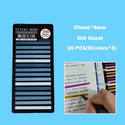 „KindFuny Rainbow Long Index“ lipdukai „Post It300“ lakštai, fluorescenciniai vandeniui atsparūs spalvoti užrašai, pusiau skaidrūs lipnūs lapeliai