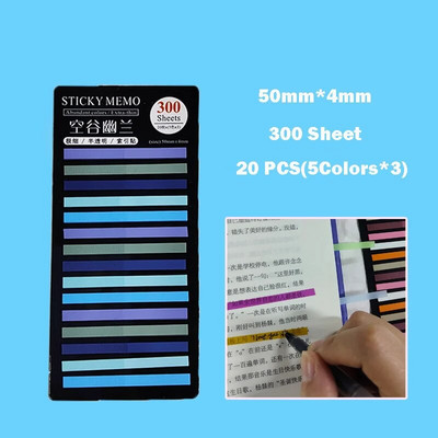 „KindFuny Rainbow Long Index“ lipdukai „Post It300“ lakštai, fluorescenciniai vandeniui atsparūs spalvoti užrašai, pusiau skaidrūs lipnūs lapeliai