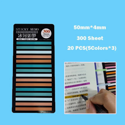 „KindFuny Rainbow Long Index“ lipdukai „Post It300“ lakštai, fluorescenciniai vandeniui atsparūs spalvoti užrašai, pusiau skaidrūs lipnūs lapeliai