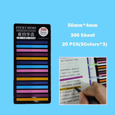 „KindFuny Rainbow Long Index“ lipdukai „Post It300“ lakštai, fluorescenciniai vandeniui atsparūs spalvoti užrašai, pusiau skaidrūs lipnūs lapeliai