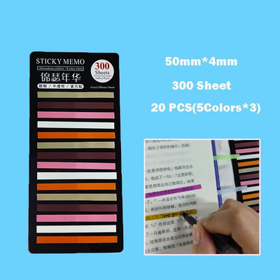 „KindFuny Rainbow Long Index“ lipdukai „Post It300“ lakštai, fluorescenciniai vandeniui atsparūs spalvoti užrašai, pusiau skaidrūs lipnūs lapeliai