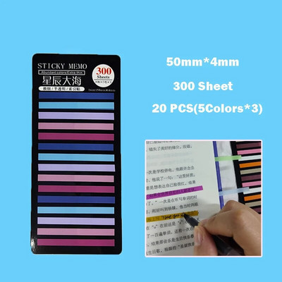 „KindFuny Rainbow Long Index“ lipdukai „Post It300“ lakštai, fluorescenciniai vandeniui atsparūs spalvoti užrašai, pusiau skaidrūs lipnūs lapeliai