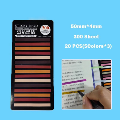 „KindFuny Rainbow Long Index“ lipdukai „Post It300“ lakštai, fluorescenciniai vandeniui atsparūs spalvoti užrašai, pusiau skaidrūs lipnūs lapeliai