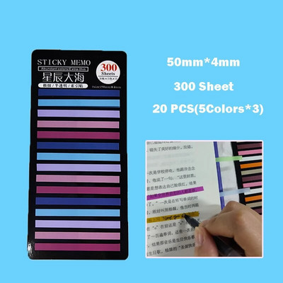 „KindFuny Rainbow Long Index“ lipdukai „Post It300“ lakštai, fluorescenciniai vandeniui atsparūs spalvoti užrašai, pusiau skaidrūs lipnūs lapeliai