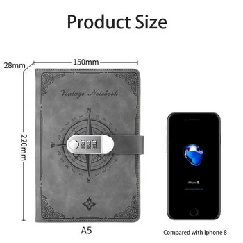 A5 200 страници 2023 Тетрадка Ретро книга с пароли с ключалка Подвързия за дневник Удебелен Creative Hand Ledger Студентски бележник Канцеларски материали