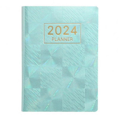 A7 2024 English Planner Faux Leather Hardcover 120 Pages Paper Proof Ink Mini Journal Dairy Pocket Notebook Student Supplies