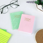 A7 2024 English Planner Leather Hardcover 120 Pages Paper Mini Journal Dairy Pocket Notebook Φοιτητικό Γραφείο