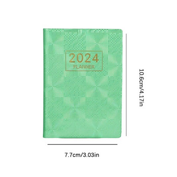 A7 2024 English Planner Leather Hardcover 120 Pages Paper Mini Journal Dairy Pocket Notebook Φοιτητικό Γραφείο