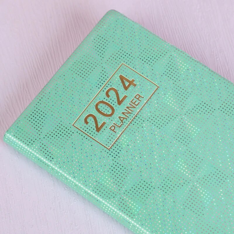 A7 2024 English Planner Leather Hardcover 120 Pages Paper Mini Journal Dairy Pocket Notebook Φοιτητικό Γραφείο