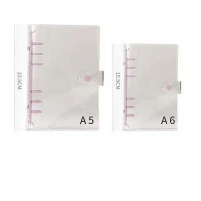 A5 A6 Loominguline armas läbipaistev 6 sõrmus, värviline lahtiste lehtedega käsiraamat Õpilase märkmik Sõrmusköitja Kawaii koolitarbed