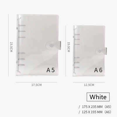 A5 A6 Loominguline armas läbipaistev 6 sõrmus, värviline lahtiste lehtedega käsiraamat Õpilase märkmik Sõrmusköitja Kawaii koolitarbed