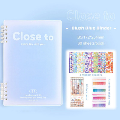 A5/B5 Bilježnica s uvezom, slobodni listovi, 60 listova, linija s darovima, korejski kawaii pribor, školski pribor, blokovi za pisanje, učenici