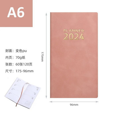 Isiklik korraldaja päevakava nädala kalender 2024 päeviku planeerija 365 päeva plaanija A6 A5 päevakava planeerija
