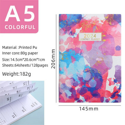 Isiklik korraldaja päevakava nädala kalender 2024 päeviku planeerija 365 päeva plaanija A6 A5 päevakava planeerija