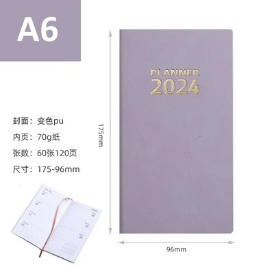 Isiklik korraldaja päevakava nädala kalender 2024 päeviku planeerija 365 päeva plaanija A6 A5 päevakava planeerija