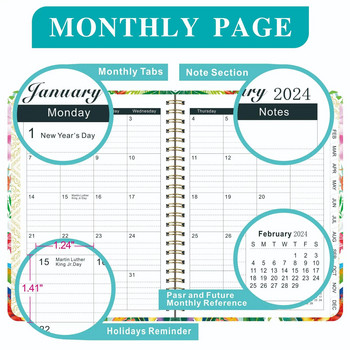 Σημειωματάριο 2024 A5 Planner Ημερολόγιο Εβδομαδιαία Πρόγραμμα προγραμματισμού Ατζέντα Στόχος Συνήθεια Χρονοδιαγράμματα Περιοδικό Σημειωματάρια Γραφική ύλη Σχολικά προμήθειες