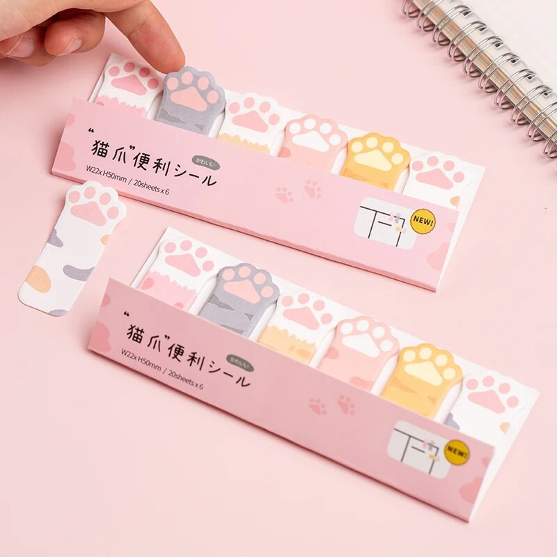 120 φύλλα/συσκευασία Cute Cat Claw Stitching Notepad Αυτοκόλλητα σημειωματάριο Υπόμνημα DIY Kawaii Stationery Student Diary Supply