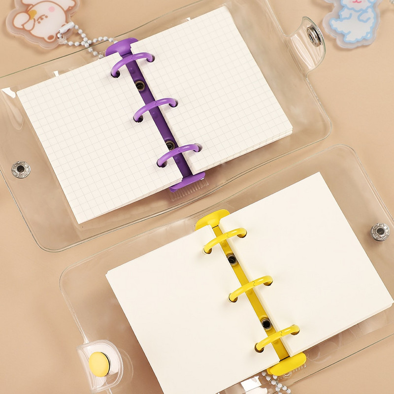 JIANWU Creative armas läbipaistev 3 rõngaga mini lahtiste lehtedega käsiraamat õpilaste kaasaskantav sülearvuti rõngasköitja Kawaii koolitarbed