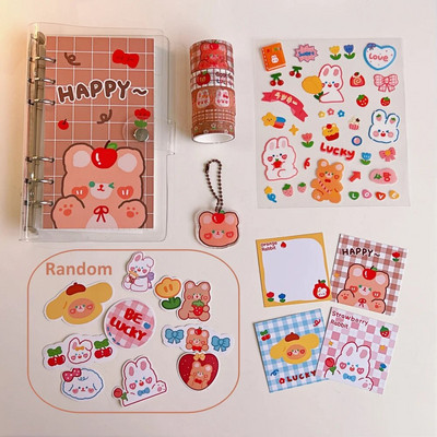 Kawaii Bear Bunny spiraalköitja sülearvuti ruudustik Horisontaalsed jooned Sisemine tuum Esteetiline Agenda Planner Korraldaja Märkmete Ajakirjad