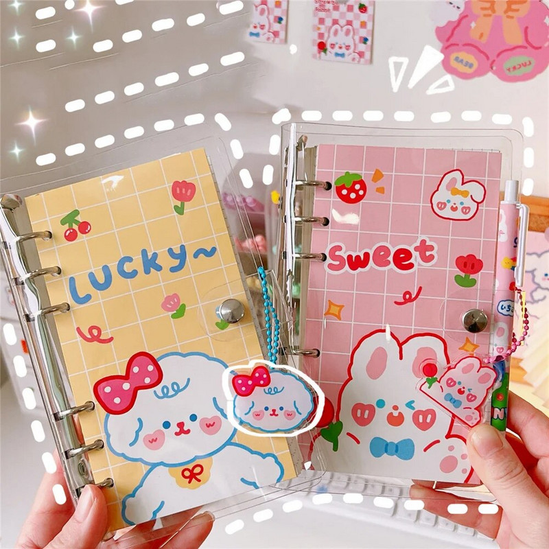 Kawaii Bear Bunny spiraalköitja sülearvuti ruudustik Horisontaalsed jooned Sisemine tuum Esteetiline Agenda Planner Korraldaja Märkmete Ajakirjad