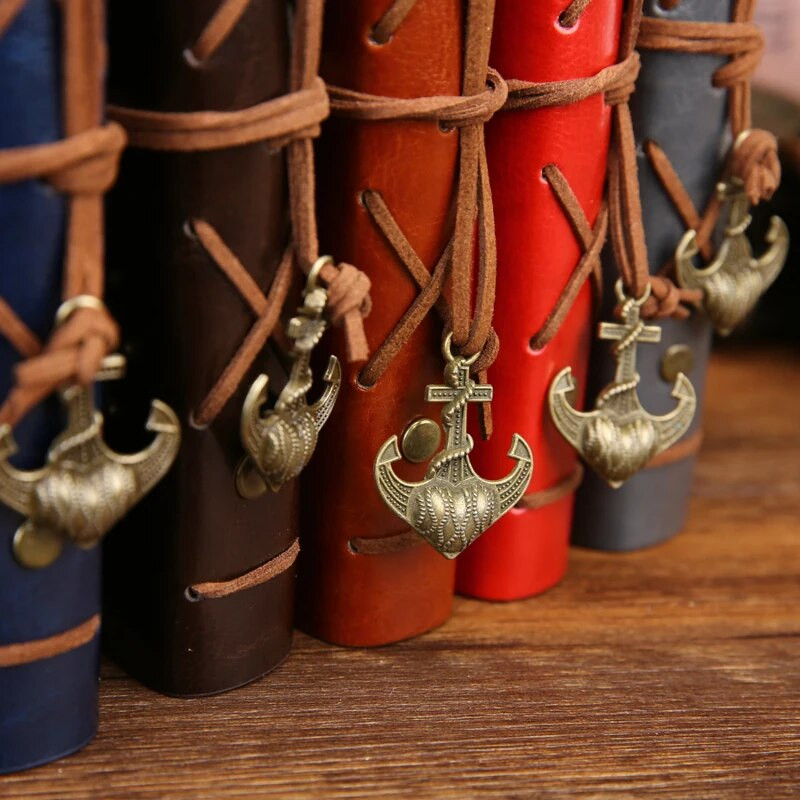 Retro spiralinės užrašų knygelės dienoraštis Bloknotas Vintažiniai piratų inkarai PU odinė užrašų knygelė Keičiamos raštinės reikmenys Dovanų keliautojo žurnalas