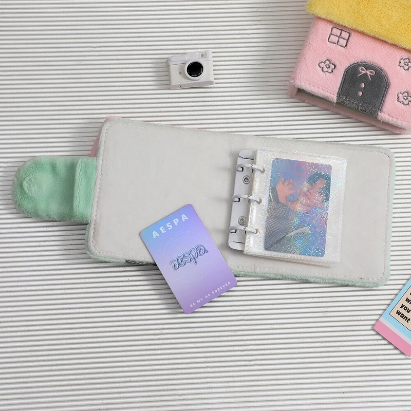 New Kawaii House shape Series Furry 3 Inch Kpop Photocards Binder Book Idol Photo Cards Album Collection Book