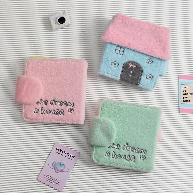 New Kawaii House shape Series Furry 3 Inch Kpop Photocards Binder Book Idol Photo Cards Album Collection Book