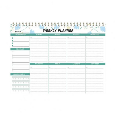 Nädalaplaneerija Kahe traadiga köitmine paks paber ülesannete loend Ajakava päevaplaneerimine Märkmiku ajakiri Kontori märkmiku kontroll-loend