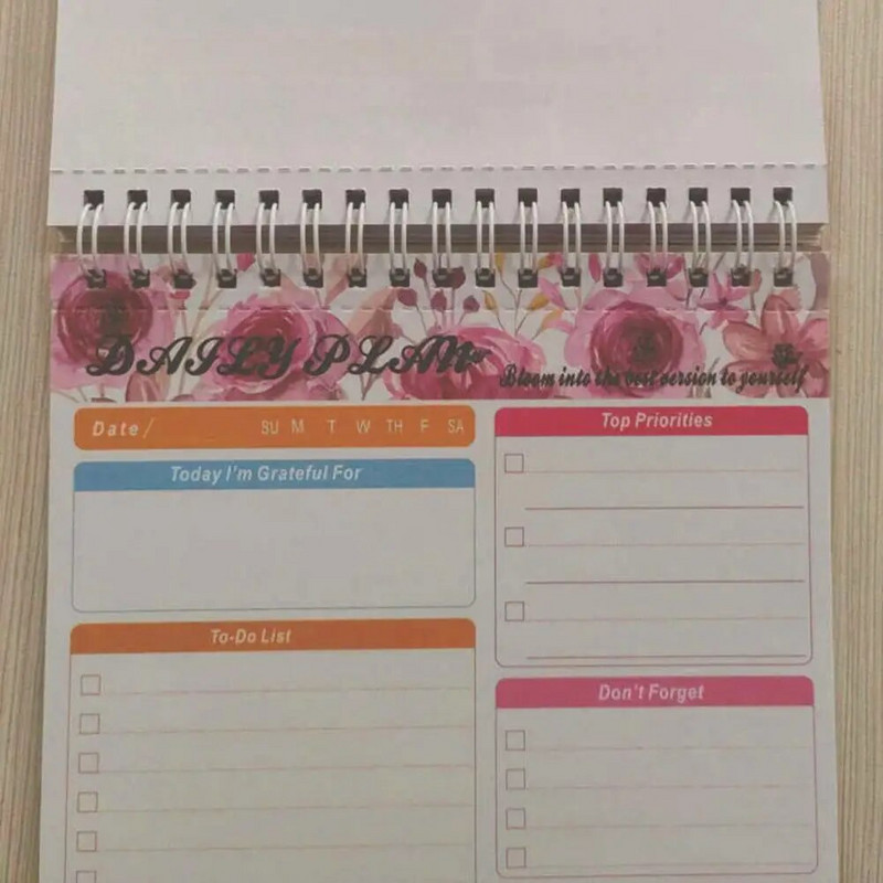 Nädalaplaneerija Kahe traadiga köitmine paks paber ülesannete loend Ajakava päevaplaneerimine Märkmiku ajakiri Kontori märkmiku kontroll-loend