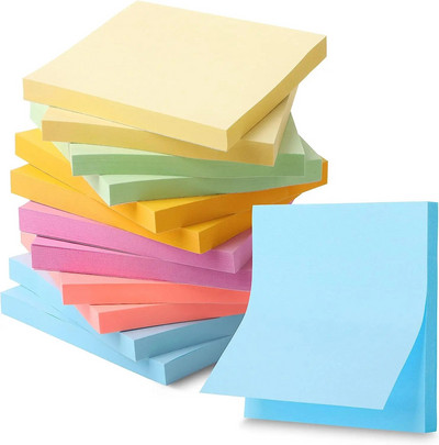 Лепящи се бележки, 3”x3”, 100 листа/блокче, пастелни бележки, самозалепващи се бележки, лепкави блокчета Цветни лепкави бележки за офис
