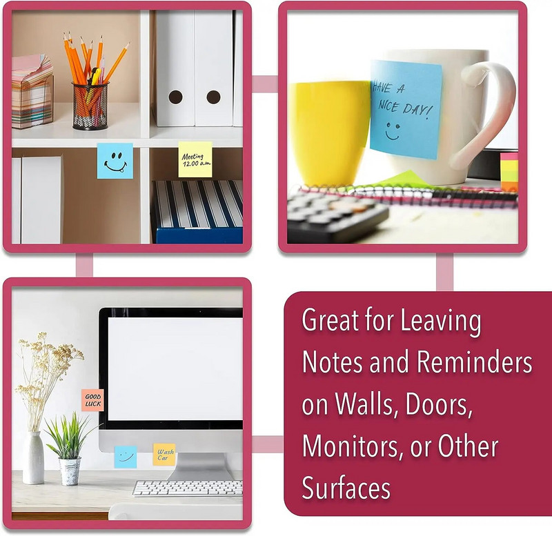 Αυτοκόλλητες σημειώσεις, 3"x3", 100 φύλλα/Μπλοκ, Παστέλ αυτοκόλλητες σημειώσεις, Αυτοκόλλητες σημειώσεις, Αυτοκόλλητα επιθέματα Πολύχρωμες κολλώδεις σημειώσεις για το γραφείο