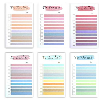 50 листа Rainbow To-Do List Лепящи бележки Бележник Memo Planner Разкъсваем блок за бележки Канцеларски материали
