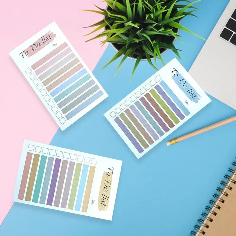 50 lapų vaivorykštės darbų sąrašas Lipnių užrašų bloknotas Atminimų planuotojas Nuplėšiamas užrašų bloknotas raštinės reikmenys