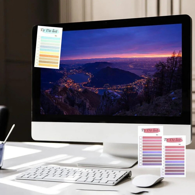 50 lapų vaivorykštės darbų sąrašas Lipnių užrašų bloknotas Atminimų planuotojas Nuplėšiamas užrašų bloknotas raštinės reikmenys