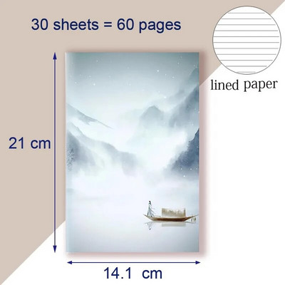 A5 užrašų knygelė kinų stiliaus chinoiserie užrašų knygelė Pieninė vintažinė retro Kinijos peizažas medis paukščių dažymas rašalu Viršelis Darbotvarkės dekoras