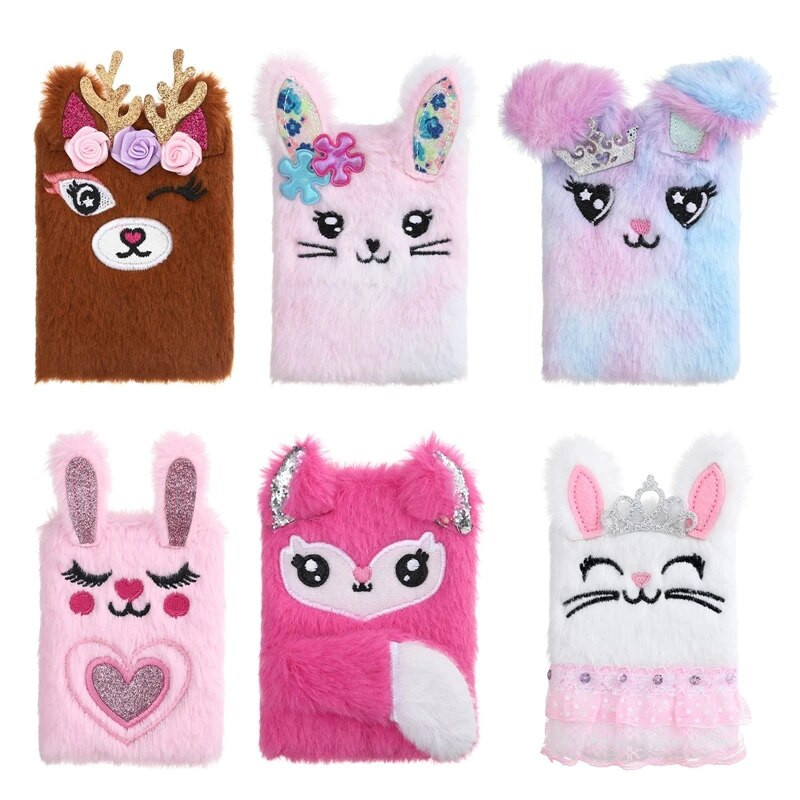 Kawaii animacinių filmų zuikis pliušinis dienoraštis, užrašų knygelė, nešiojamasis bloknotas, dienotvarkės knygų žurnalas Biuro reikmenys, raštinės reikmenys