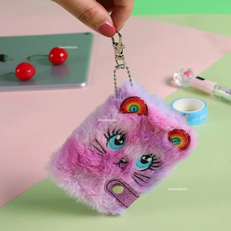 Slatka mačka Plišana bilježnica za djevojčice Kawaii privjesak za ključeve Krznene mačke Bilježnica Dnevni planer Dnevnik Knjiga Bilježnica Pribor za pisanje