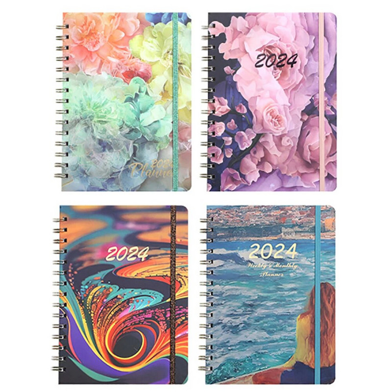 A5 Planner Spiraalmärkmik 2024 Inglise raamat Märkmik Nädalaplaneerija Agenda Kirjatarbed Kontoritarbed