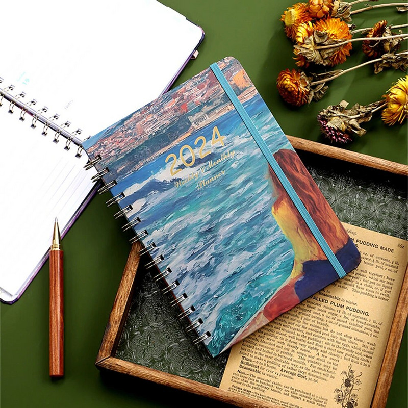 A5 Planner Spiraalmärkmik 2024 Inglise raamat Märkmik Nädalaplaneerija Agenda Kirjatarbed Kontoritarbed