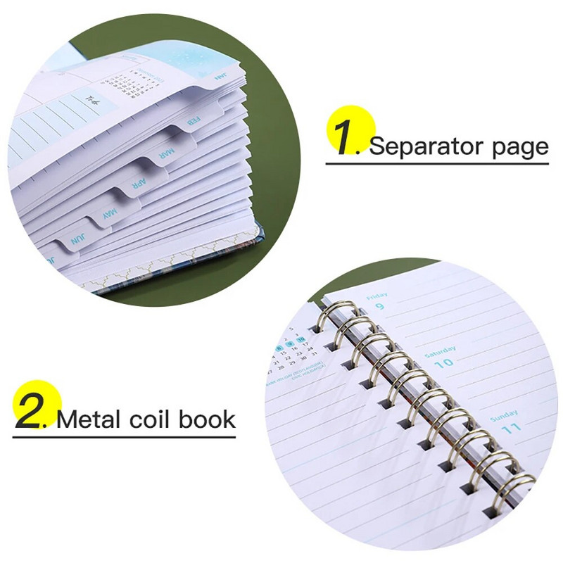 A5 Planner Spiraalmärkmik 2024 Inglise raamat Märkmik Nädalaplaneerija Agenda Kirjatarbed Kontoritarbed