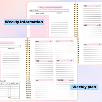 Weekly Planners A5 Spiral Binder Notebooks 52 Weeks Agenda Πρόγραμμα ημερολόγιο διοργανωτής Εφημερίδα Σχολικά προμήθειες γραφείου Χαρτικά