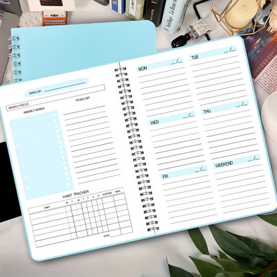 Weekly Planners A5 Spiral Binder Notebooks 52 Weeks Agenda Πρόγραμμα ημερολόγιο διοργανωτής Εφημερίδα Σχολικά προμήθειες γραφείου Χαρτικά
