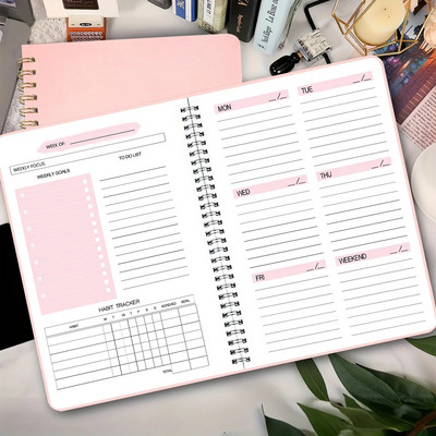 Weekly Planners A5 Spiral Binder Notebooks 52 Weeks Agenda Πρόγραμμα ημερολόγιο διοργανωτής Εφημερίδα Σχολικά προμήθειες γραφείου Χαρτικά