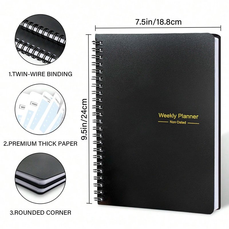 Weekly Planners A5 Spiral Binder Notebooks 52 Weeks Agenda Πρόγραμμα ημερολόγιο διοργανωτής Εφημερίδα Σχολικά προμήθειες γραφείου Χαρτικά
