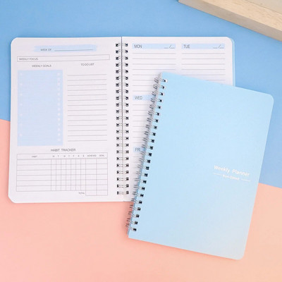 52 Weekly Planner A5 Kuupäevata isetäidetav ingliskeelne märkmik Kvaliteetne spiraalköitmine Päevakava Koolitarvete Ajakirjade märkmik
