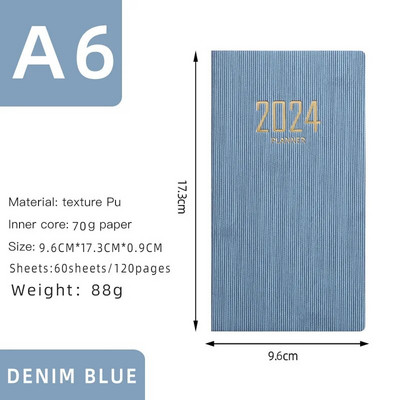 Agenda 2024 Weekly Planner A6 Ημερήσιο σημειωματάριο Budget Notebooks Zeszyt Travel Φορητό χρονοδιάγραμμα Record Money Saving Organizer