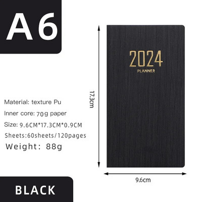 Agenda 2024 Weekly Planner A6 Ημερήσιο σημειωματάριο Budget Notebooks Zeszyt Travel Φορητό χρονοδιάγραμμα Record Money Saving Organizer