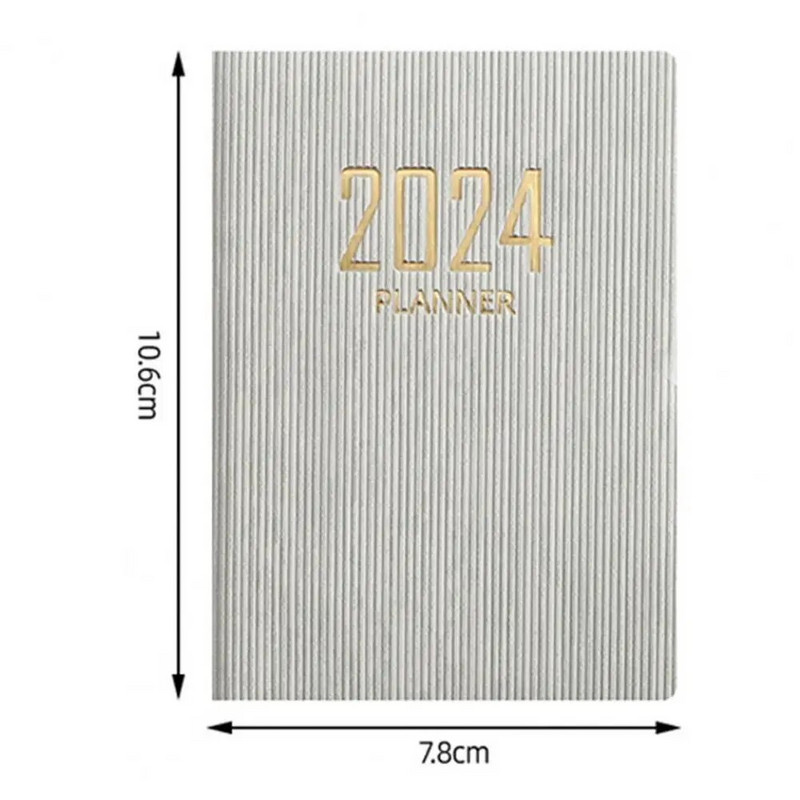 A7 2024 angļu valodas plānotājs mākslīgās ādas cietajos vākos 180 lappuses Mini žurnāls Piena kabatas piezīmju grāmatiņa Skolas plānotājs Skolēnu piederumi